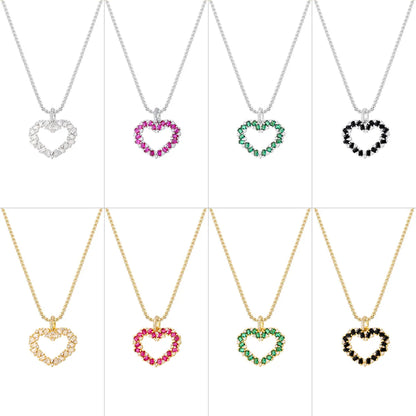 Casual Elegant Shiny Heart Shape Brass Inlay Zircon 18K Gold Plated Women'S Pendant Necklace