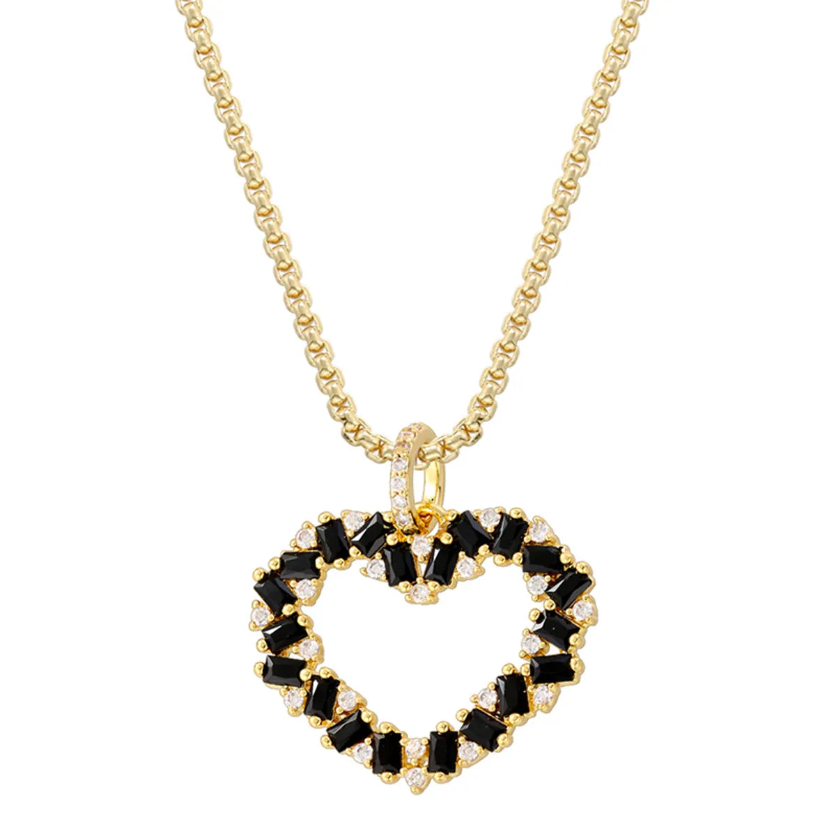 Casual Elegant Shiny Heart Shape Brass Inlay Zircon 18K Gold Plated Women'S Pendant Necklace