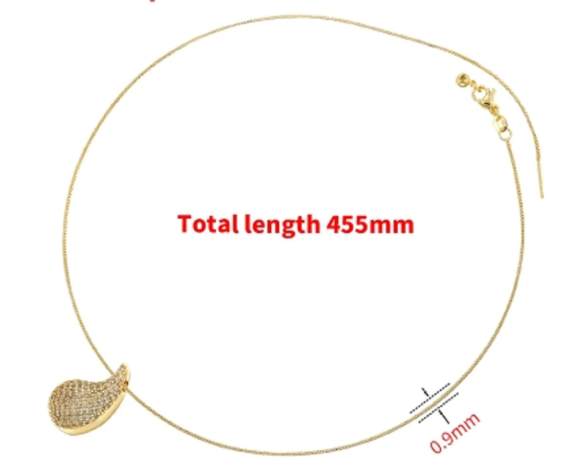 Casual Elegant Shiny Water Droplets Copper Plating Inlay Zircon 18k Gold Plated Pendant Necklace