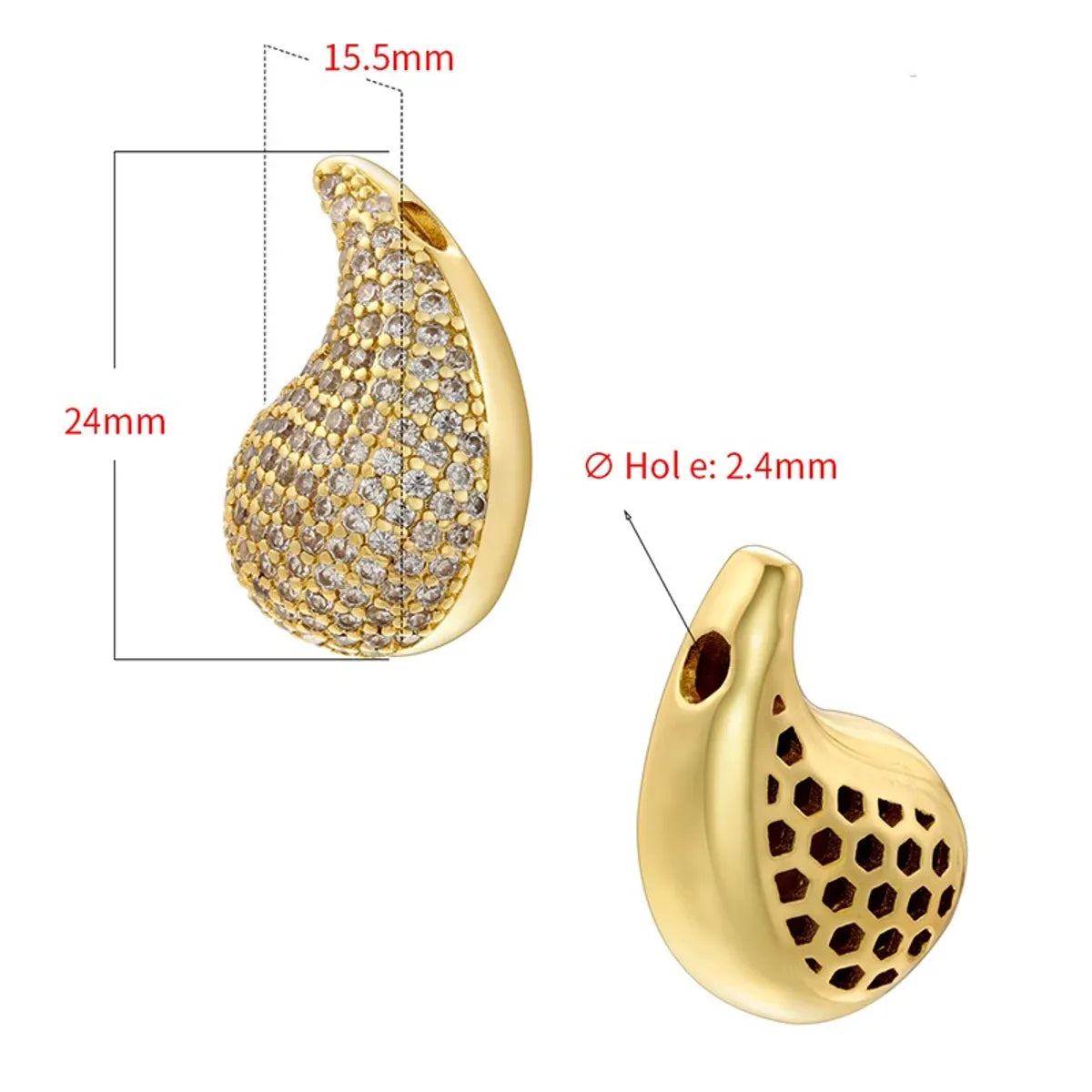 Casual Elegant Shiny Water Droplets Copper Plating Inlay Zircon 18k Gold Plated Pendant Necklace