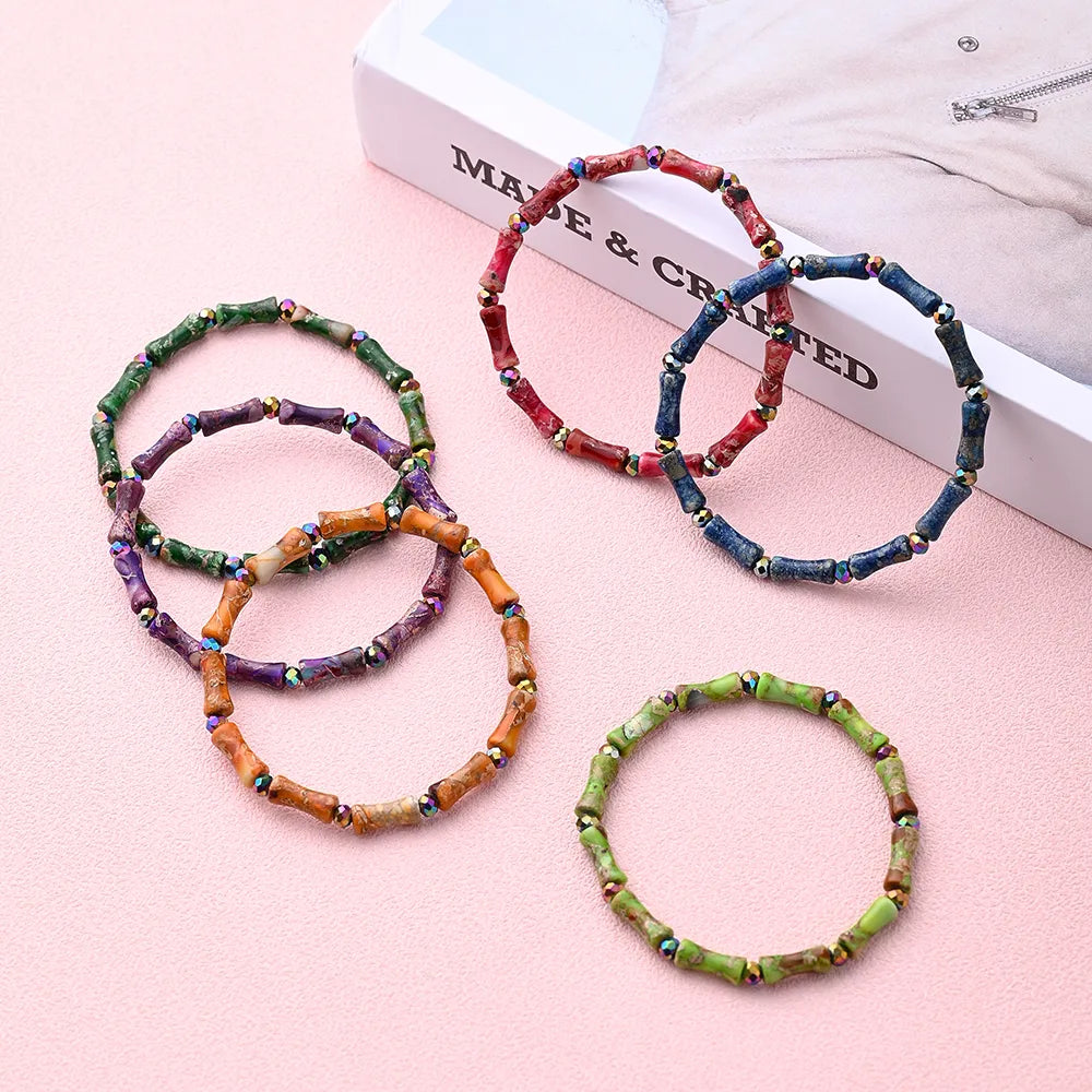 Casual Elegant Simple Style Asymmetrical Irregular Marble Natural Stone Glass Wholesale Bracelet