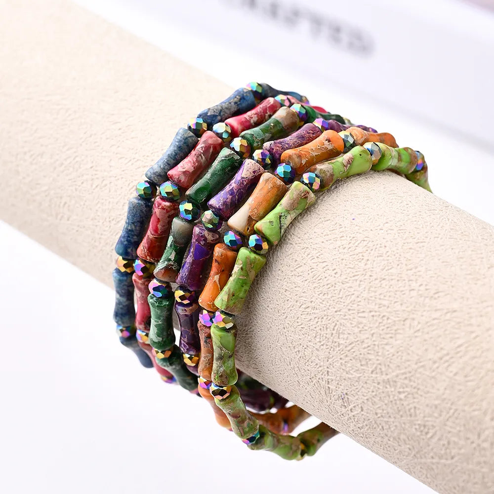 Casual Elegant Simple Style Asymmetrical Irregular Marble Natural Stone Glass Wholesale Bracelet