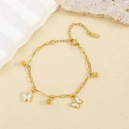 Casual Elegant Simple Style Butterfly 304 Stainless Steel 18K Gold Plated Shell Bracelets In Bulk