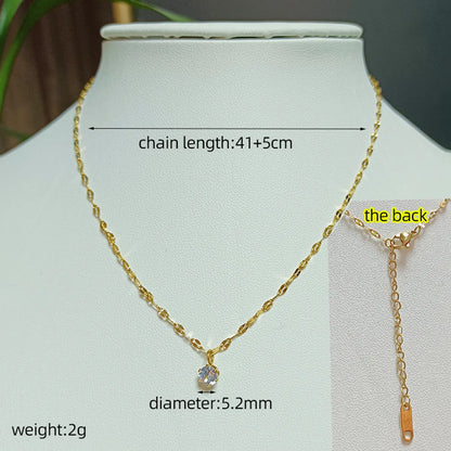 Casual Elegant Simple Style Geometric Titanium Steel Plating Rhinestones 18k Gold Plated Pendant Necklace