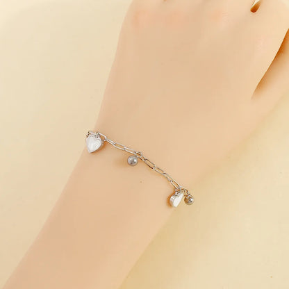 Casual Elegant Simple Style Heart Shape 304 Stainless Steel Shell 18K Gold Plated Bracelets In Bulk