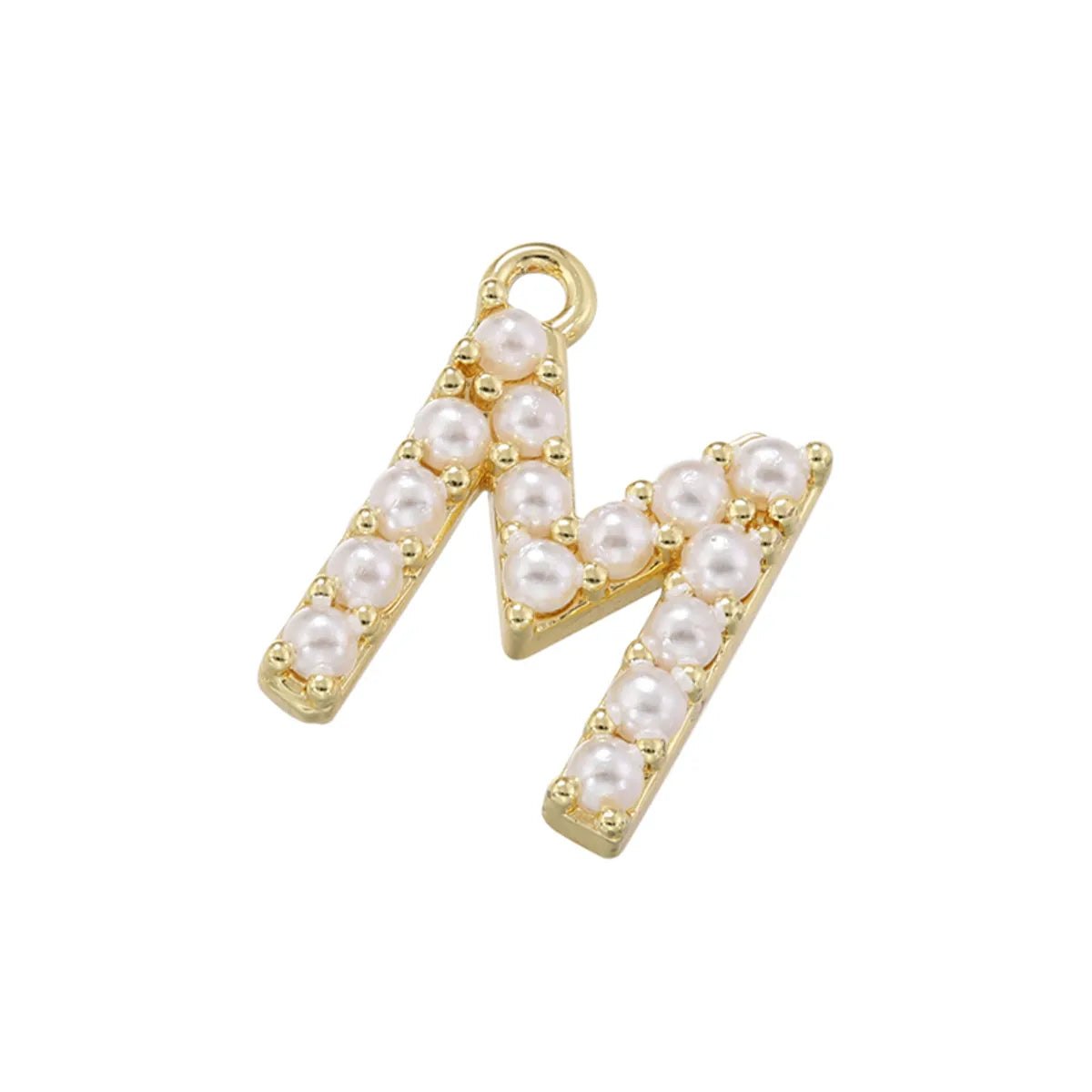 Casual Elegant Simple Style Letter Copper Plating Inlay Artificial Pearls 18k Gold Plated Charms