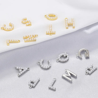 Casual Elegant Simple Style Letter Copper Plating Inlay Artificial Pearls 18k Gold Plated Charms