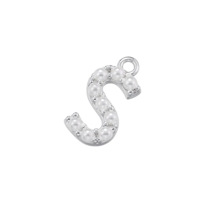 Casual Elegant Simple Style Letter Copper Plating Inlay Artificial Pearls 18k Gold Plated Charms