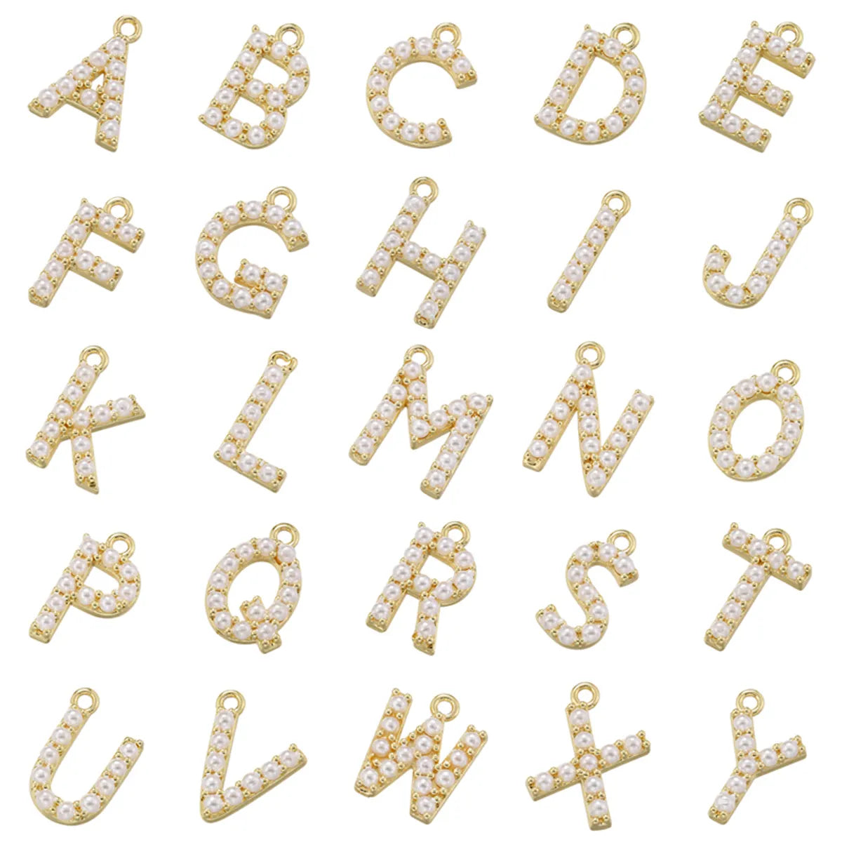 Casual Elegant Simple Style Letter Copper Plating Inlay Artificial Pearls 18k Gold Plated Charms