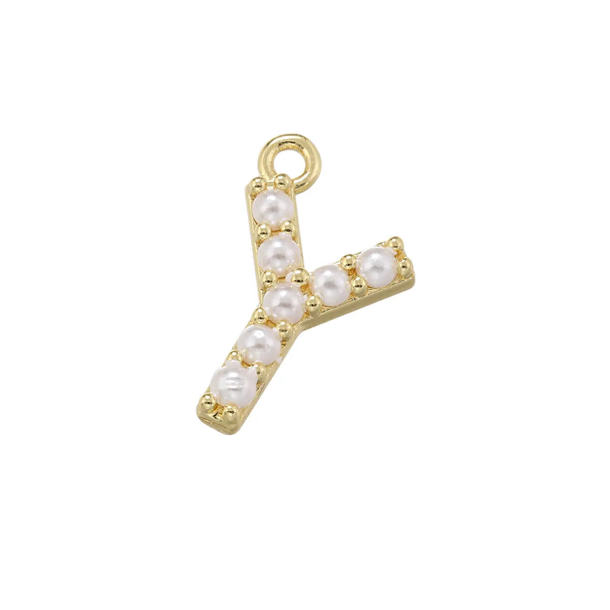 Casual Elegant Simple Style Letter Copper Plating Inlay Artificial Pearls 18k Gold Plated Charms