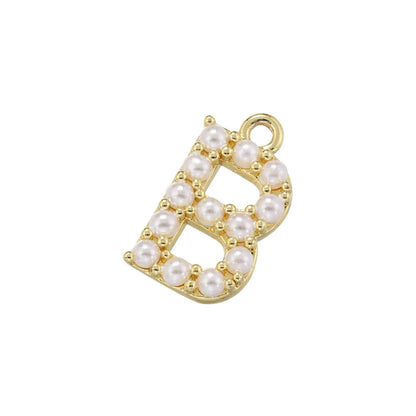 Casual Elegant Simple Style Letter Copper Plating Inlay Artificial Pearls 18k Gold Plated Charms