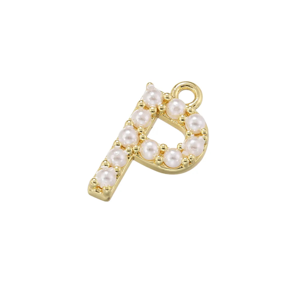 Casual Elegant Simple Style Letter Copper Plating Inlay Artificial Pearls 18k Gold Plated Charms