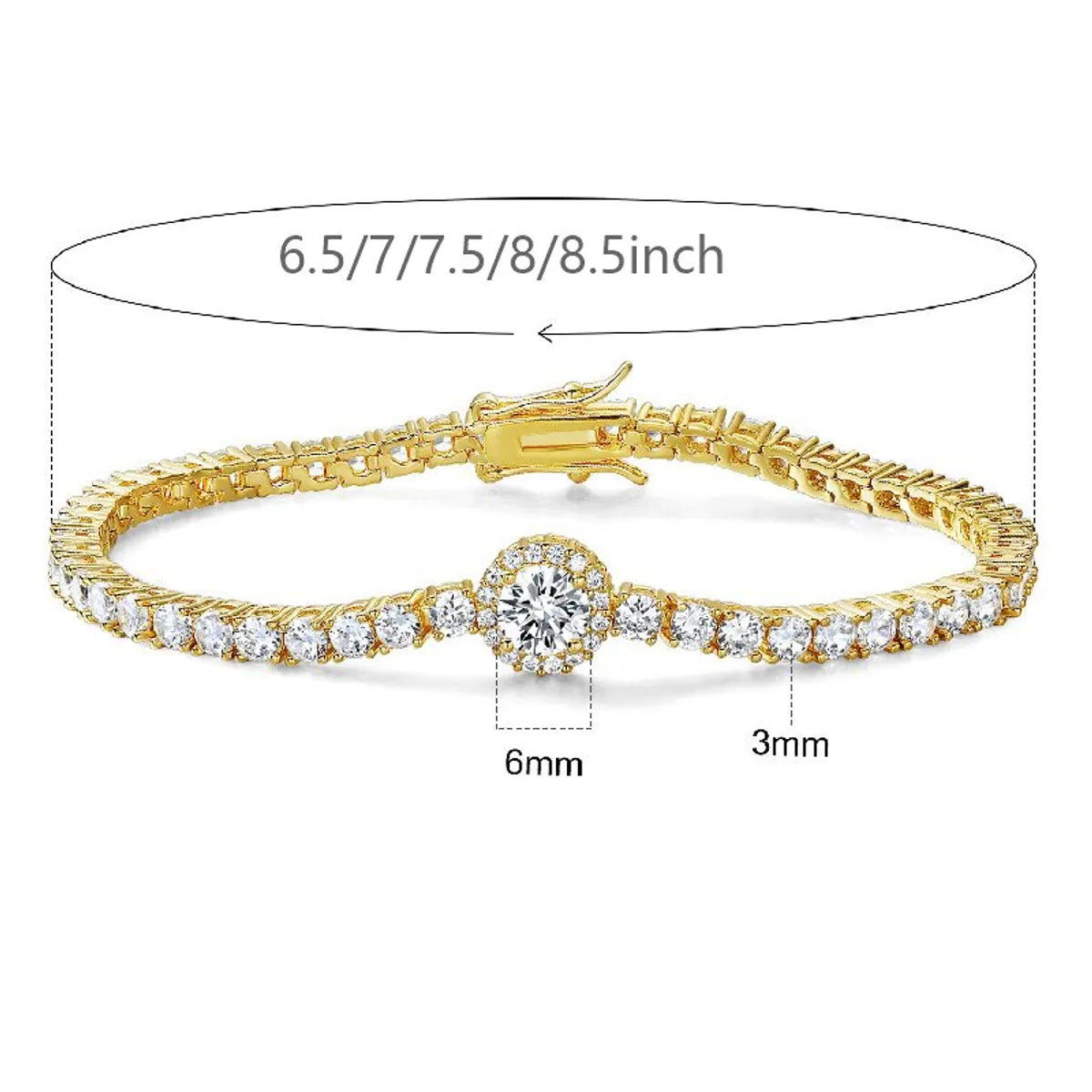 Casual Elegant Solid Color Copper Brass 18k Gold Plated Gold Plated Zircon Bracelets In Bulk