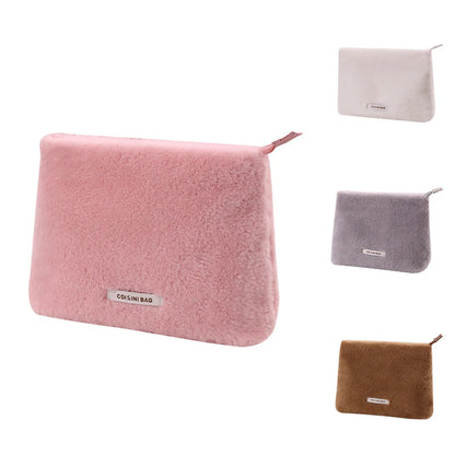 Casual Elegant Solid Color Plush Storage Bag Makeup Bags