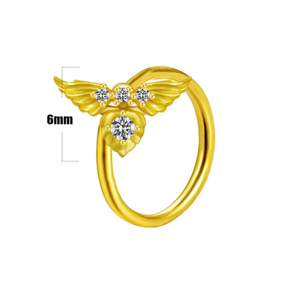 Casual Elegant Star Heart Shape Wings Stainless Steel Copper White Gold Plated Gold Plated Rhinestones Zircon Nose Ring In Bulk