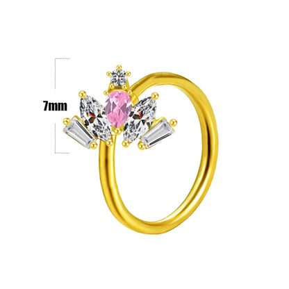 Casual Elegant Star Heart Shape Wings Stainless Steel Copper White Gold Plated Gold Plated Rhinestones Zircon Nose Ring In Bulk