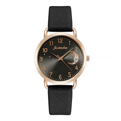 Casual Elegant Star Moon Buckle Quartz Women'S Watches