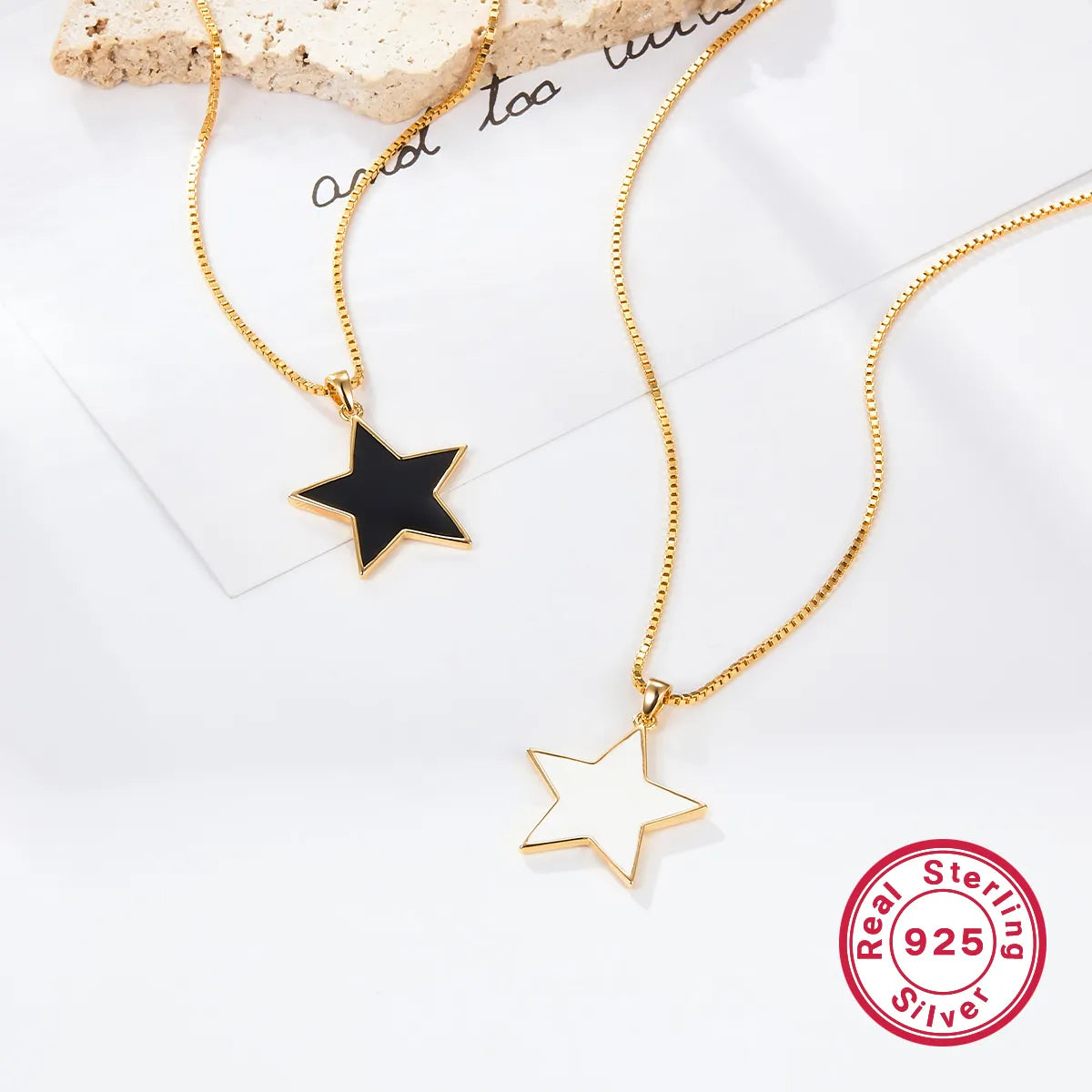 Casual Elegant Star Sterling Silver Plating 18k Gold Plated Pendant Necklace