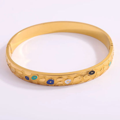 Casual Elegant Streetwear Devil'S Eye Flower Titanium Steel Bangle In Bulk