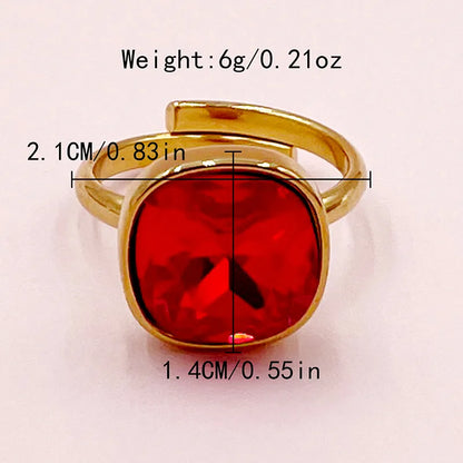 304 Stainless Steel 14K Gold Plated Casual Elegant Streetwear Plating Inlay Square Zircon Open Rings