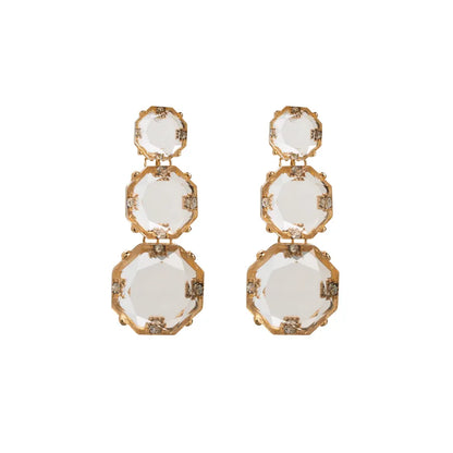 1 Pair Casual Elegant Sweet Round Plating Inlay Alloy Rhinestones Gold Plated Drop Earrings