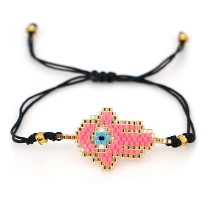 Casual Ethnic Style Devil's Eye Heart Shape Crown Glass Rope Knitting Women's Bracelets