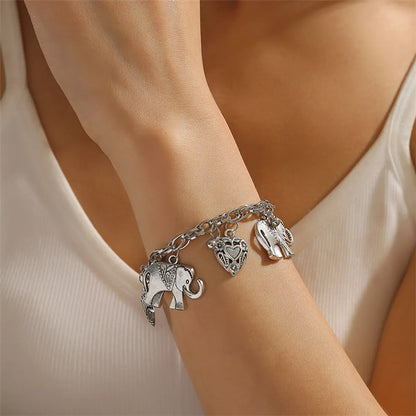 Casual Ethnic Style Heart Shape Elephant Alloy Plating Women'S Bracelets