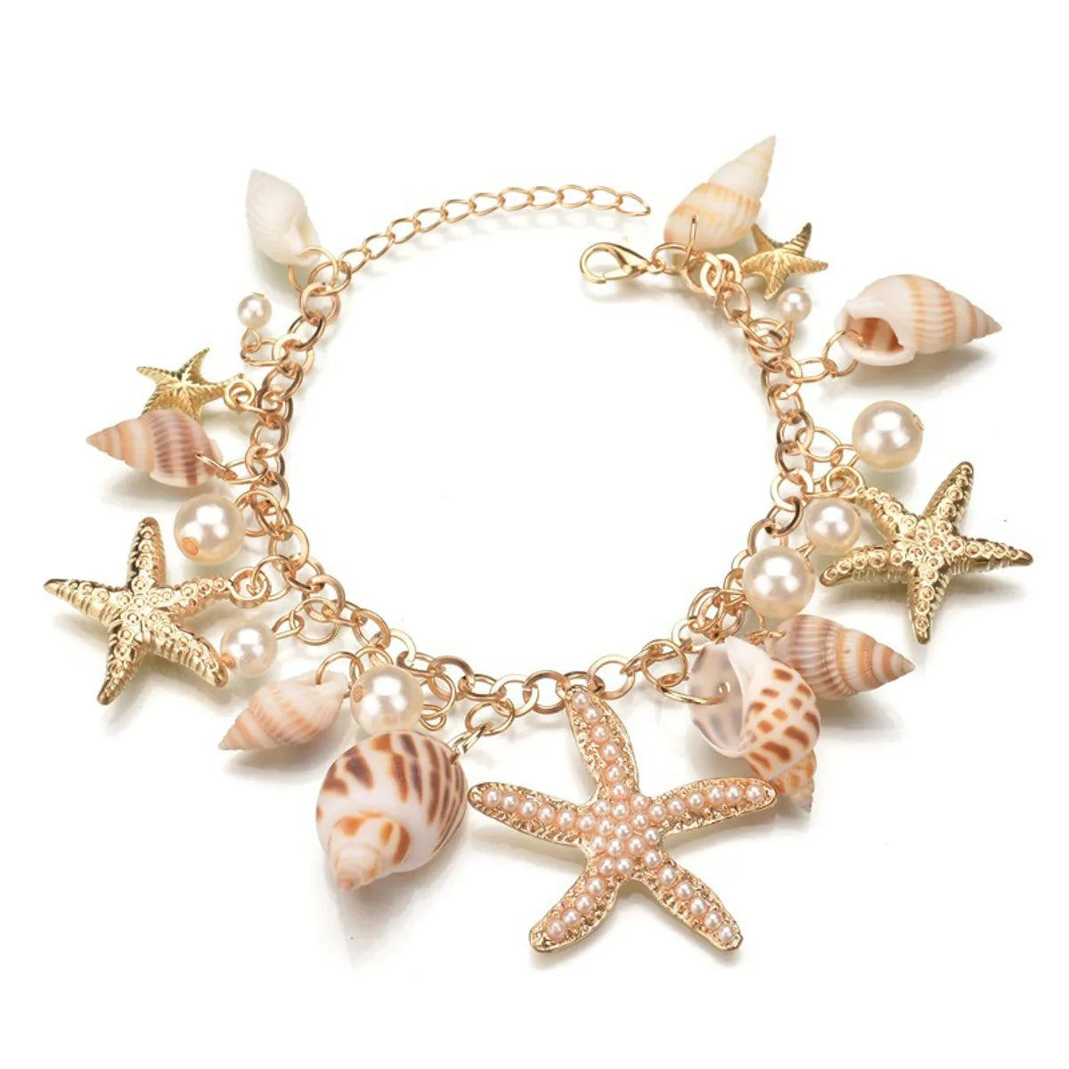 Casual Ethnic Style Starfish Shell Pearl Shell Zinc Alloy Wholesale Bracelets