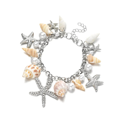 Casual Ethnic Style Starfish Shell Pearl Shell Zinc Alloy Wholesale Bracelets