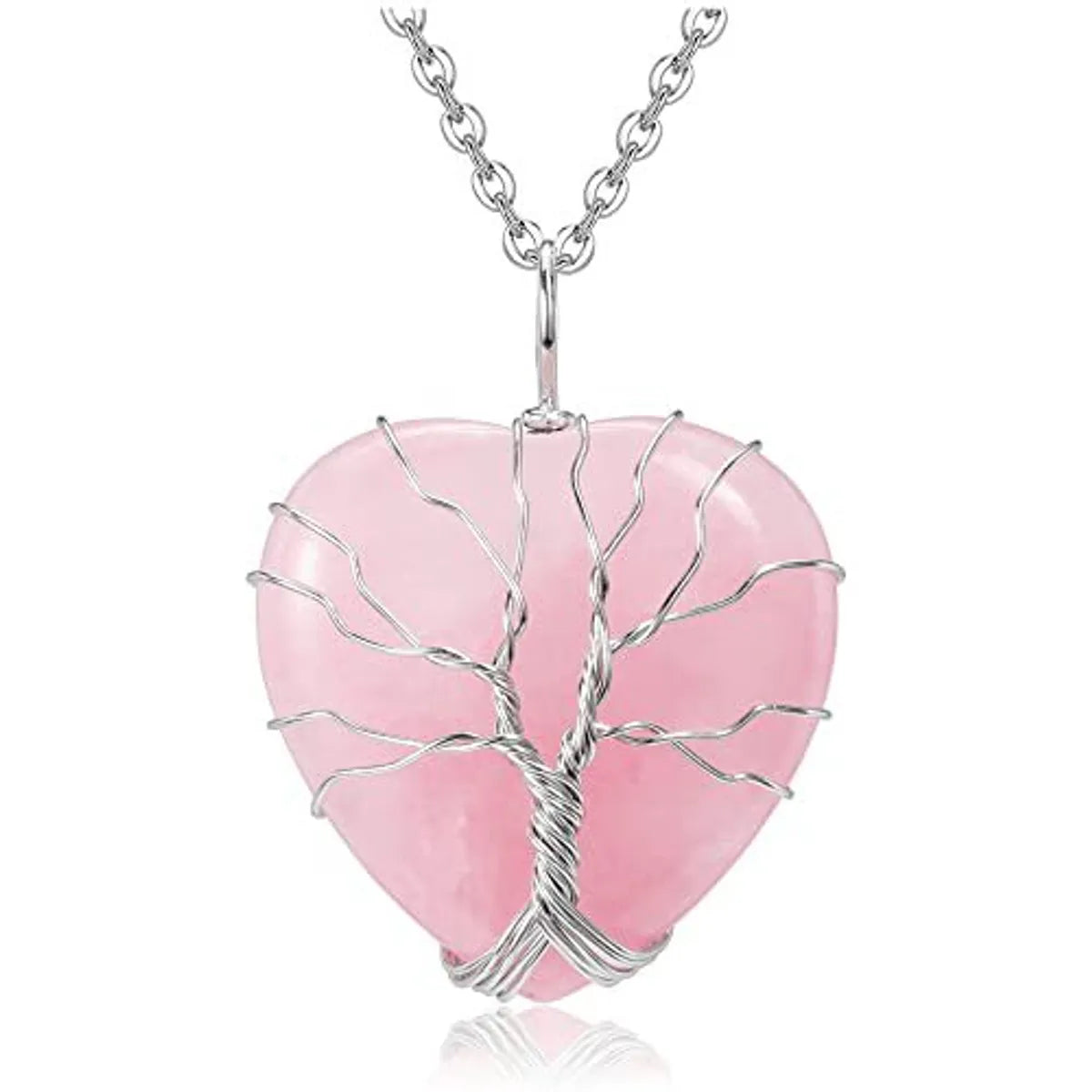 Casual Ethnic Style Tree Heart Shape Natural Stone Crystal Iron Wholesale Pendant Necklace