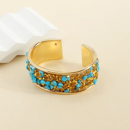 Casual Exaggerated Bohemian Ditsy Floral Alloy Gravel Wholesale Cuff Bracelets