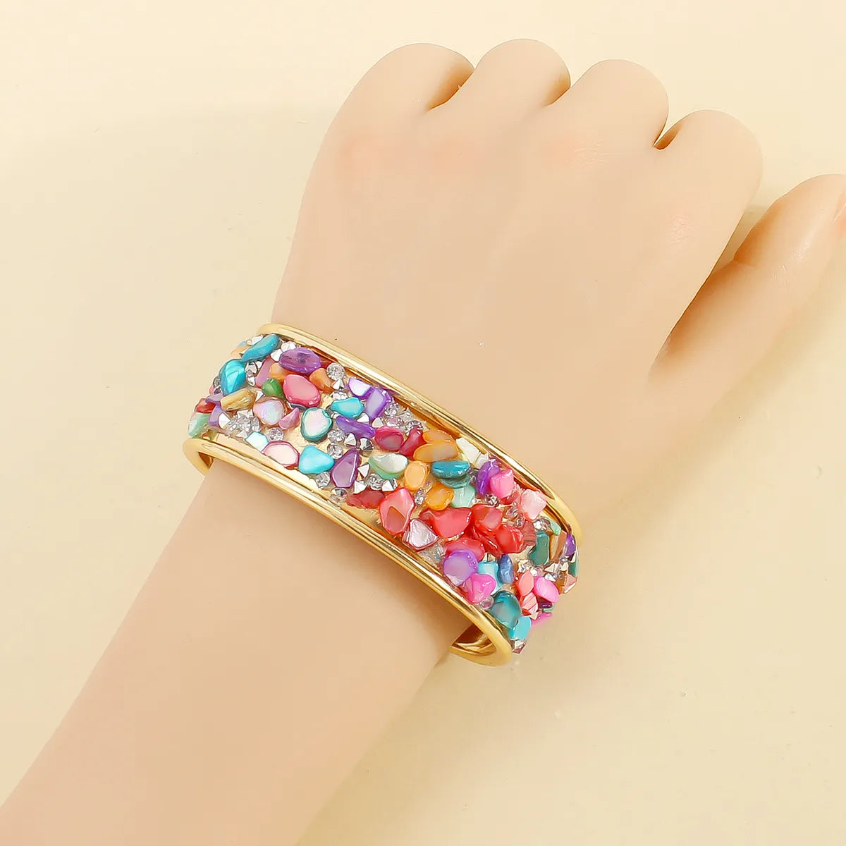 Casual Exaggerated Bohemian Ditsy Floral Alloy Gravel Wholesale Cuff Bracelets