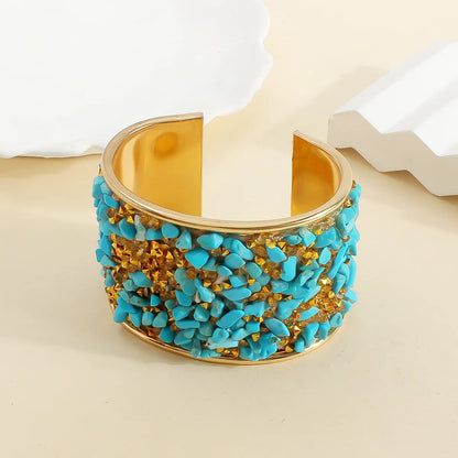 Casual Exaggerated Bohemian Ditsy Floral Alloy Gravel Wholesale Cuff Bracelets