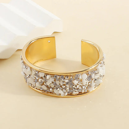 Casual Exaggerated Bohemian Ditsy Floral Alloy Gravel Wholesale Cuff Bracelets