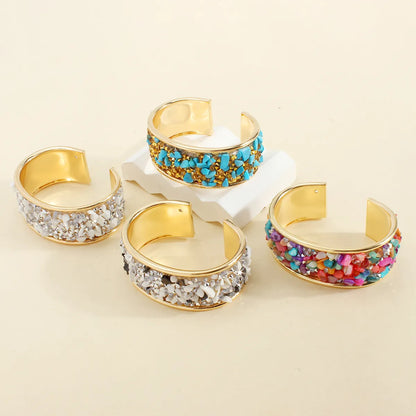 Casual Exaggerated Bohemian Ditsy Floral Alloy Gravel Wholesale Cuff Bracelets