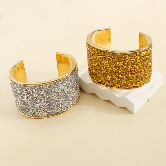 Casual Exaggerated Bohemian Ditsy Floral Alloy Gravel Wholesale Cuff Bracelets