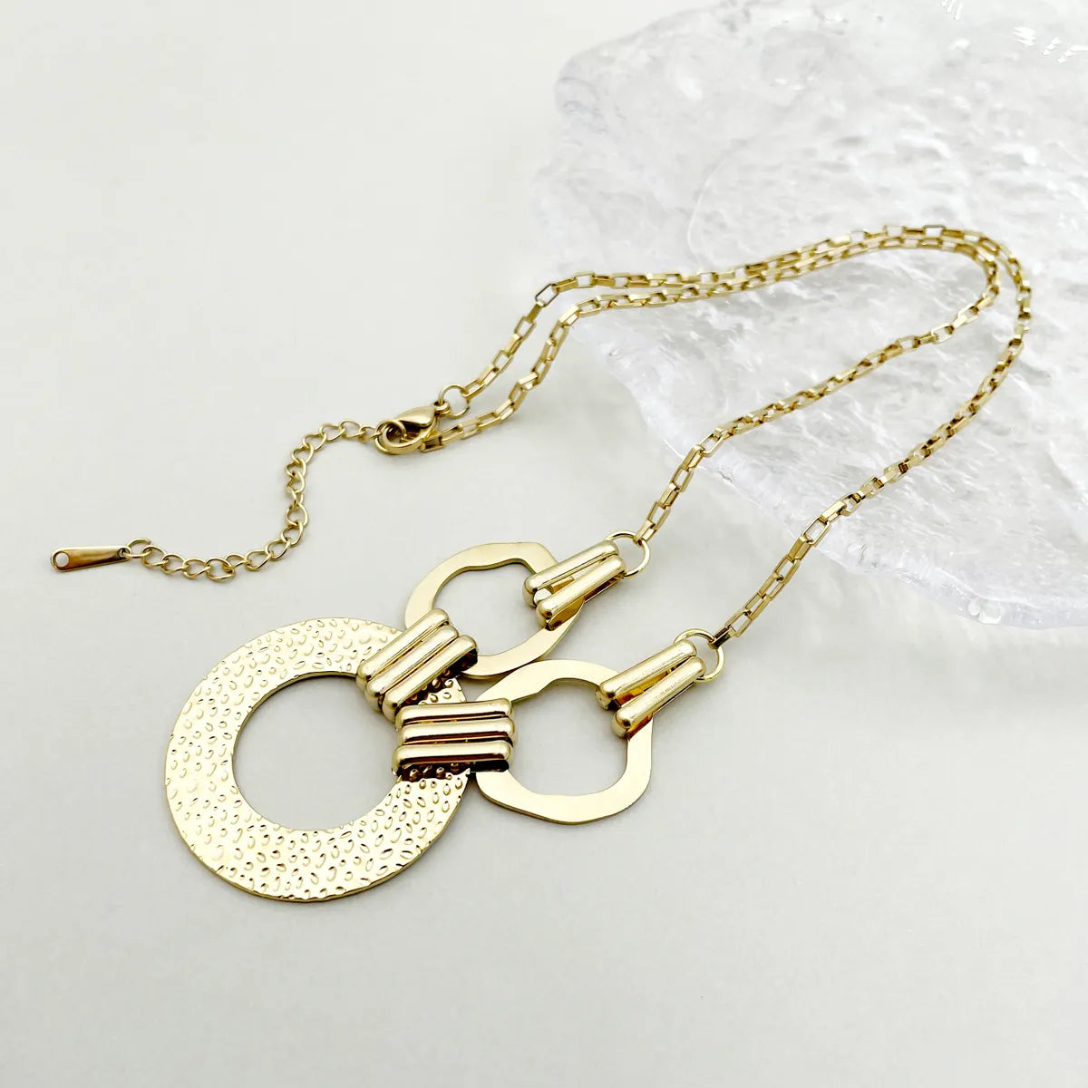 Casual Exaggerated Circle Stainless Steel Plating Hollow Out Gold Plated Long Necklace