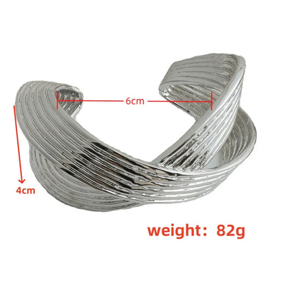 Casual Exaggerated Oversized Solid Color Gold Plated Silver Plated Copper Alloy Wholesale Bangle