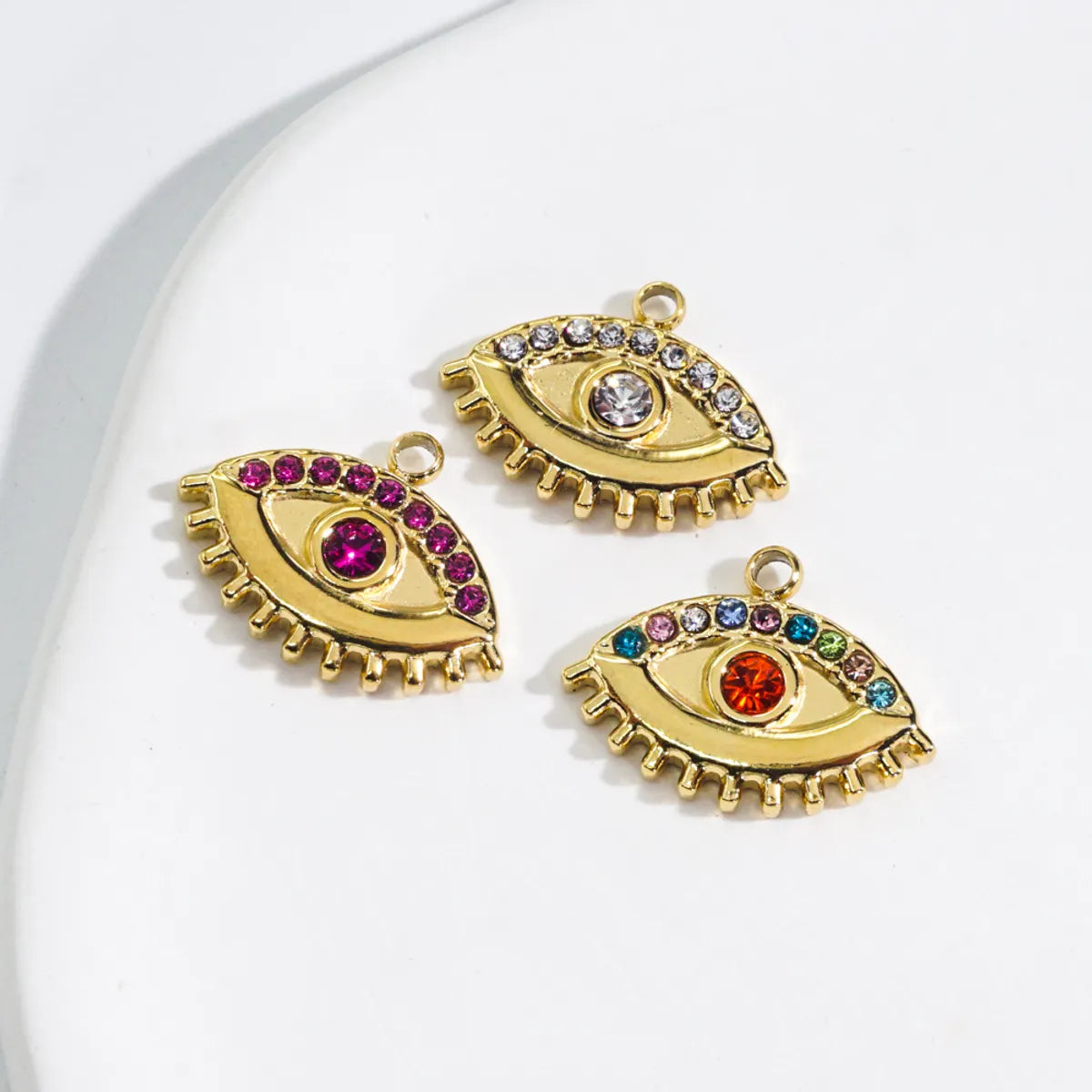 1 Piece 304 Stainless Steel Zircon 14K Gold Plated Eye