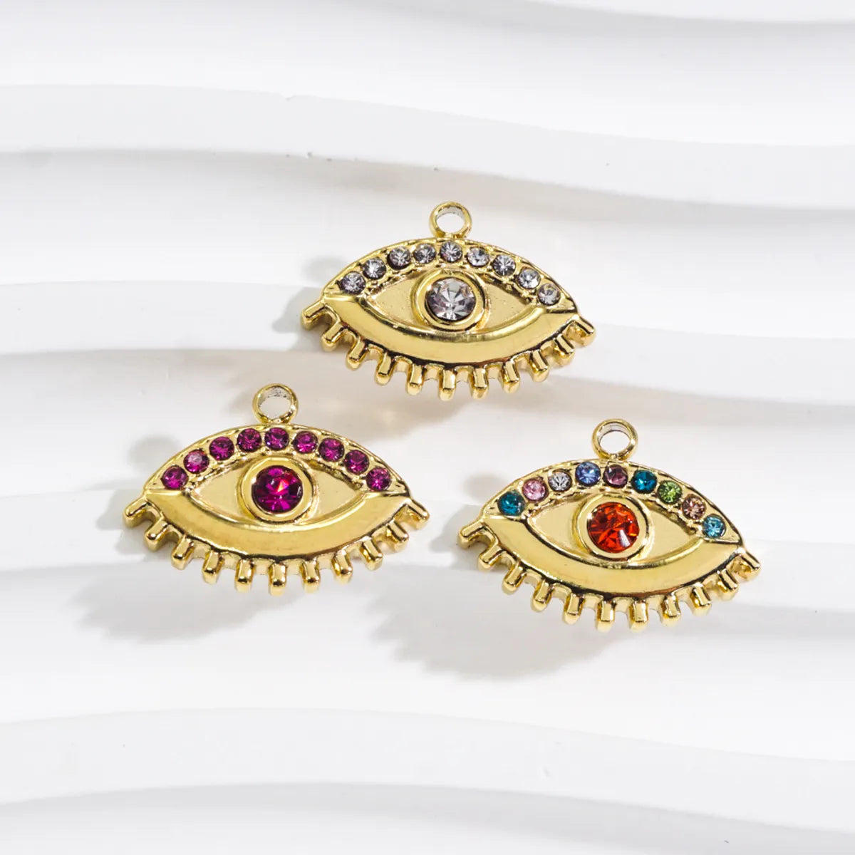 1 Piece 304 Stainless Steel Zircon 14K Gold Plated Eye