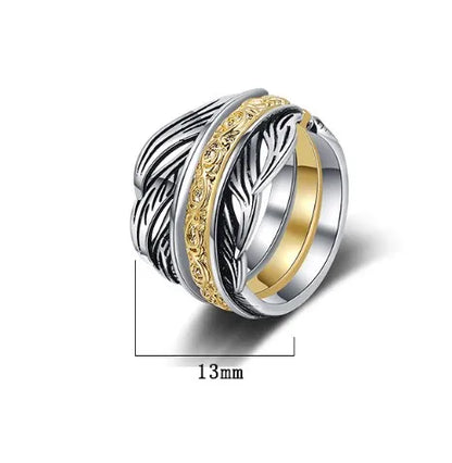 Casual Feather Sterling Silver Plating 24k Gold Plated Open Rings