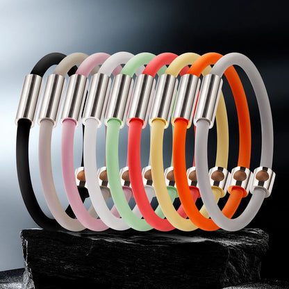 Casual Fitness Simple Style Solid Color 304 Stainless Steel Silica Gel Unisex Wristband