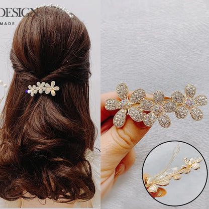 Casual Flower Alloy Pearl Plating Hair Clip