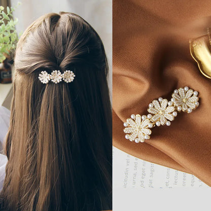 Casual Flower Alloy Pearl Plating Hair Clip