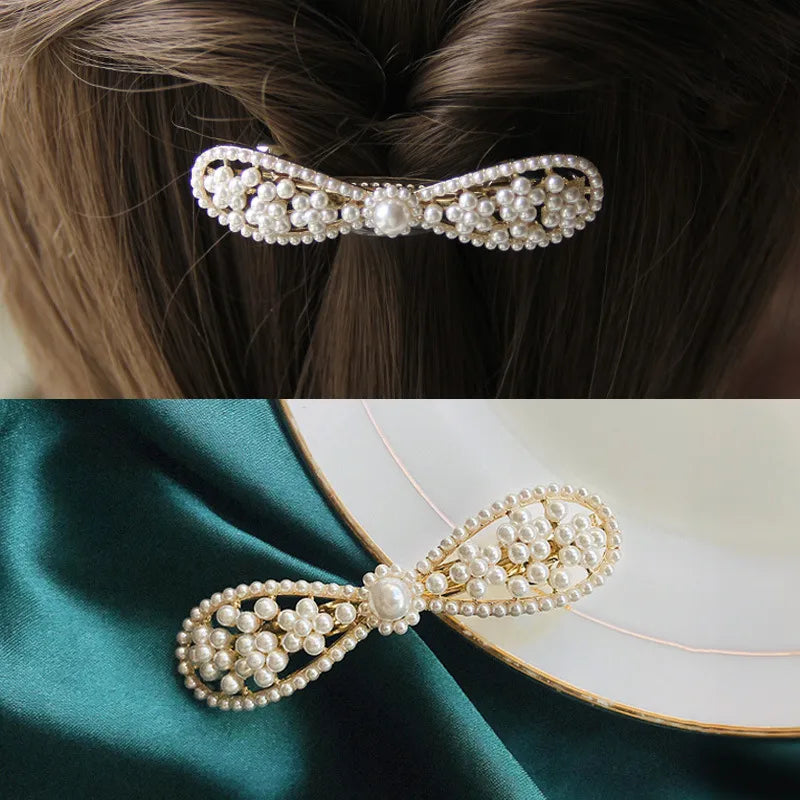 Casual Flower Alloy Pearl Plating Hair Clip