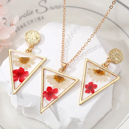 Casual Flower Alloy Resin Women'S Earrings Necklace