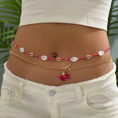 Casual Flower Plastic Beaded Women'S Waist Chain