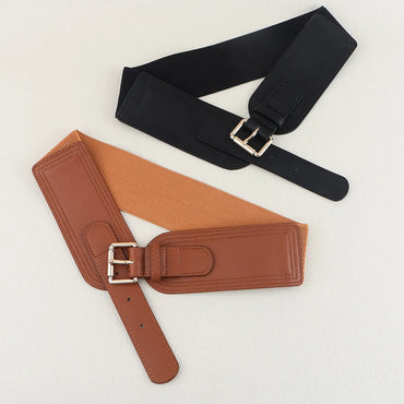 Casual Formal Simple Style Solid Color Pu Leather Belt Buckle Women'S Leather Belts