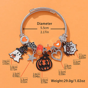 Casual Funny Punk Pumpkin Titanium Steel Artificial Rhinestones Bangle In Bulk