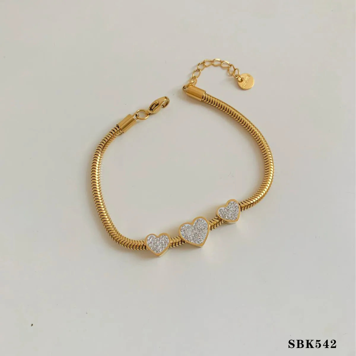 Casual Geometric Heart Shape 304 Stainless Steel 16K Gold Plated White Gold Plated Gold Plated Zircon Bracelets In Bulk